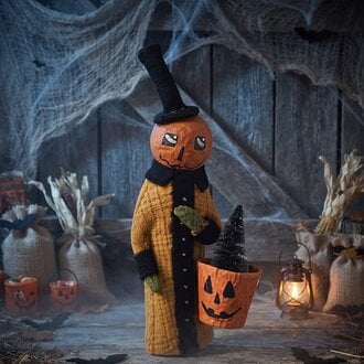 Pumpkin Man Holding Jack O Lantern Bucket