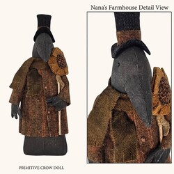 Black Crow Doll Dark with Sunflower - 13"