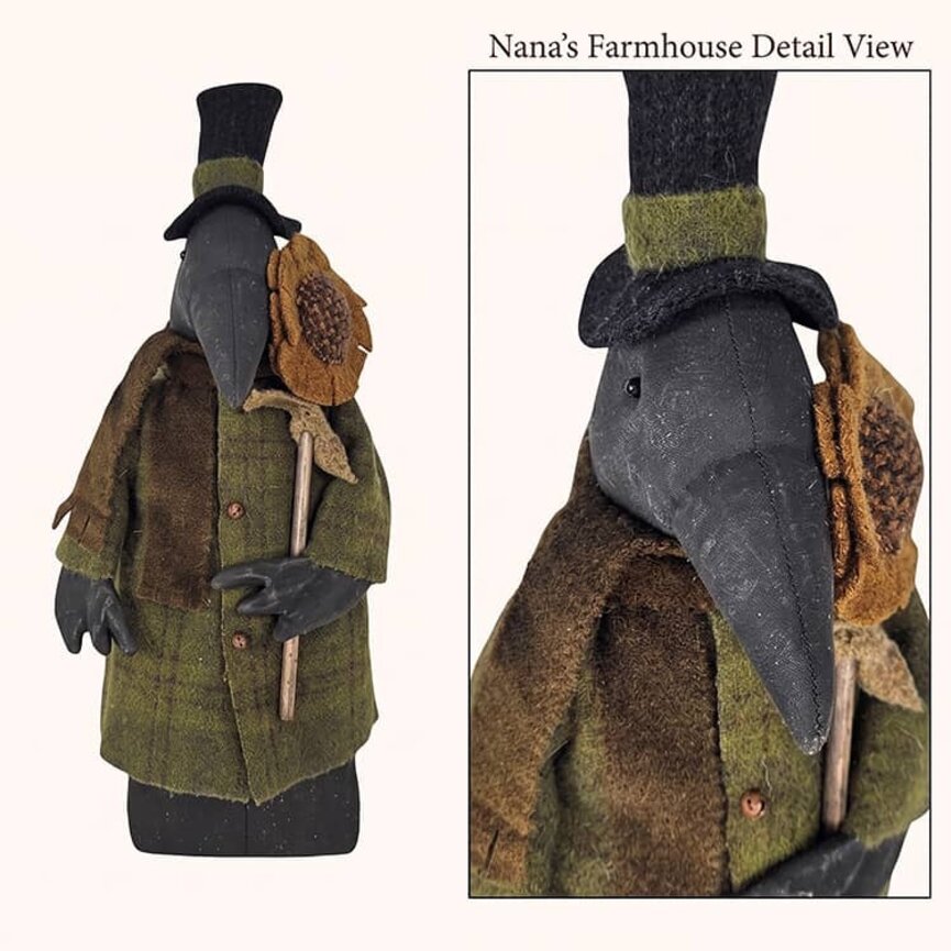 Black Crow Weighted Base Green Plaid Wool Jacket and Sunflower - 13"