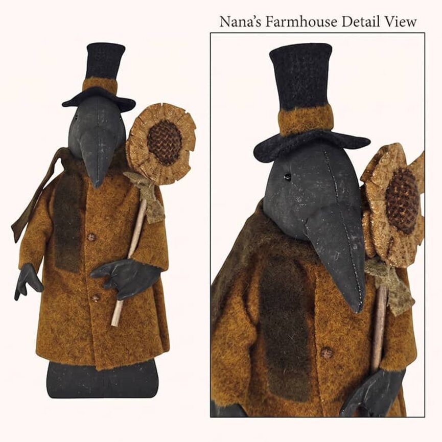 Black Crow Dark Mustard Wool Jacket W/Sunflower - 13"