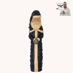 Hand Carved Santa Dark Blue Suit - 6"