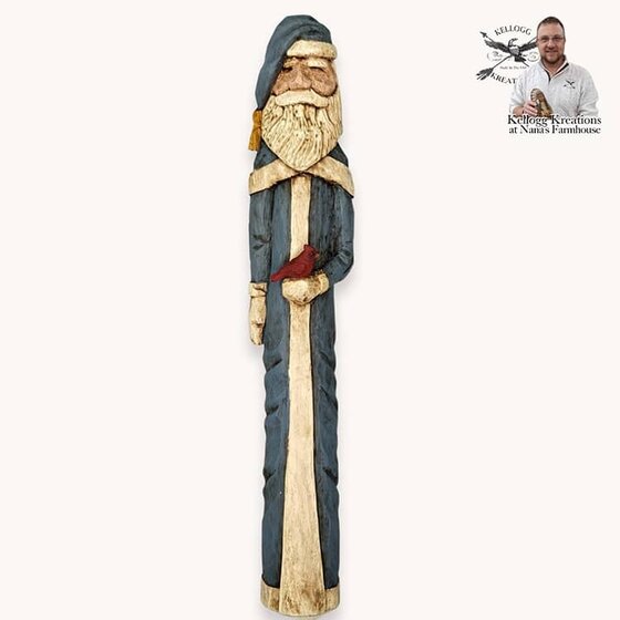 Santa Blue Suit with Cardinal - 9"