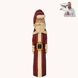 Hand Carved Santa Red Suit with Gold Belt Buckle - 7"