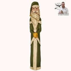 Hand Carved Santa Green Suit - 9"