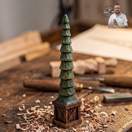 Hand Carved Tree on One Crate - 6"