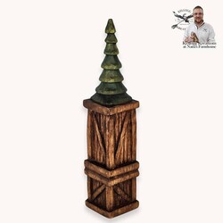 Hand Carved Tree on Tall Crate & Short Crate - 6"
