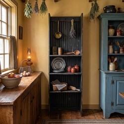 Primitive Book Shelf with Beaded Back Pegs - 73" x 24" x 11"