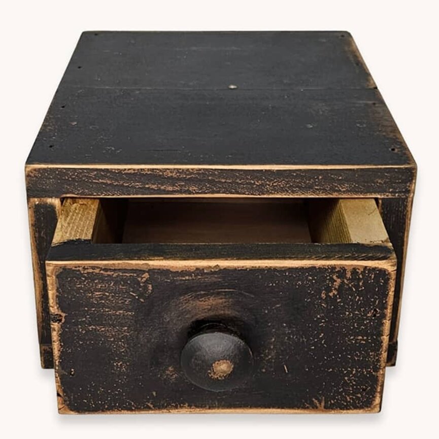 Primitive Scrap Box with Drawer - 8.5" x 10.5" x 5.5"