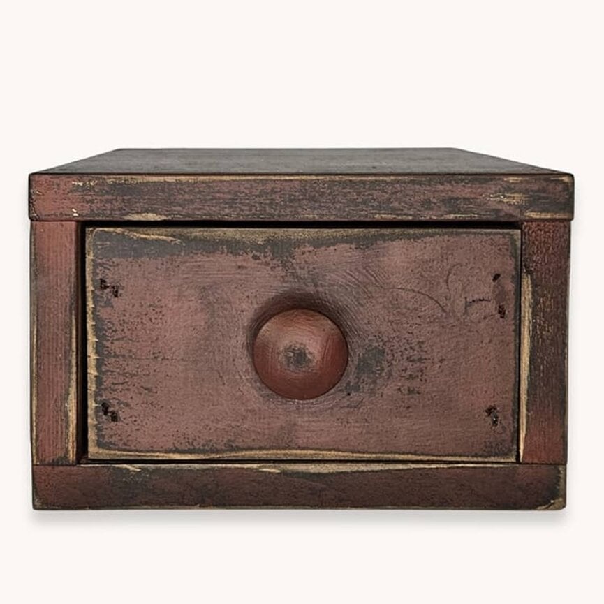 Primitive Scrap Box with Drawer - 8.5" x 10.5" x 5.5"