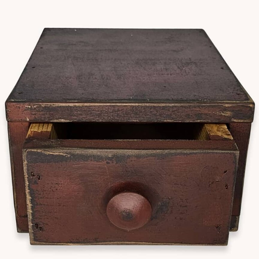 Primitive Scrap Box with Drawer - 8.5" x 10.5" x 5.5"
