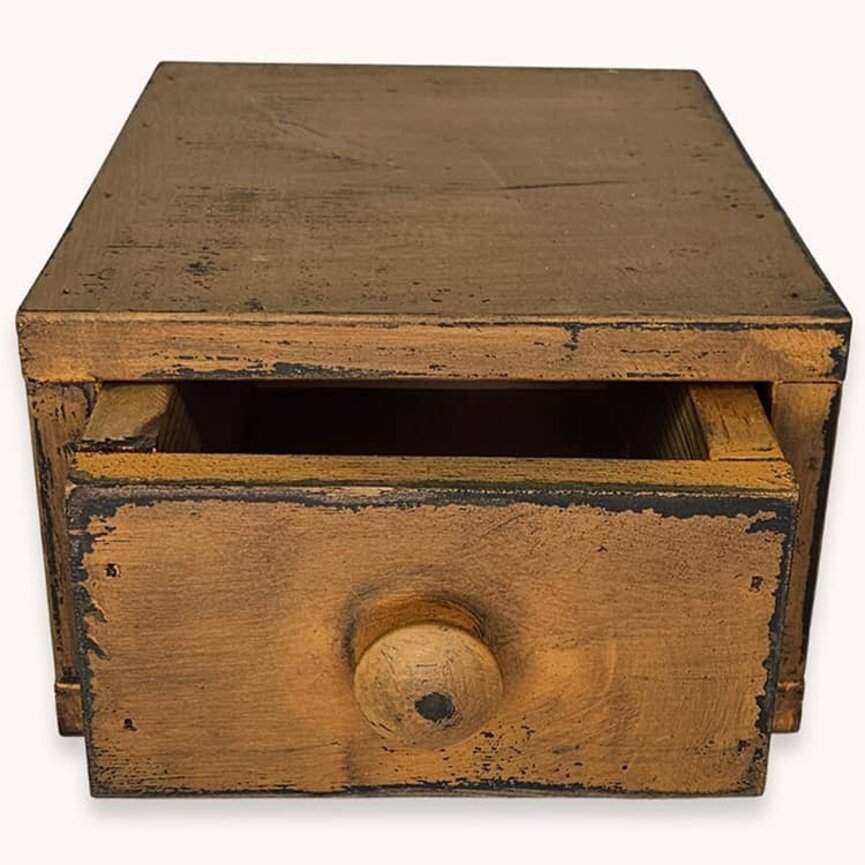 Primitive Scrap Box with Drawer - 8.5" x 10.5" x 5.5"