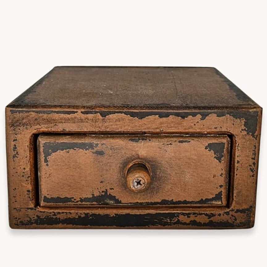 One Drawer Wooden Box - 6.75"W x 7.5"D x 3.5"T