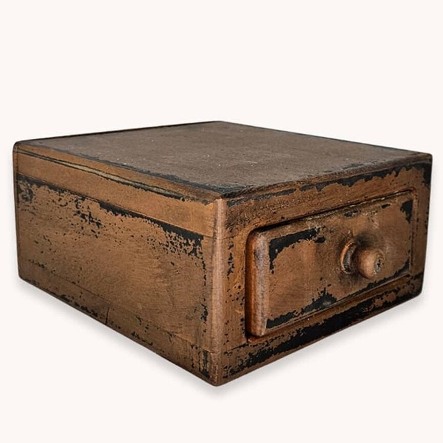 One Drawer Wooden Box - 6.75"W x 7.5"D x 3.5"T