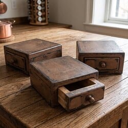 One Drawer Wooden Box - 6.75"W x 7.5"D x 3.5"T