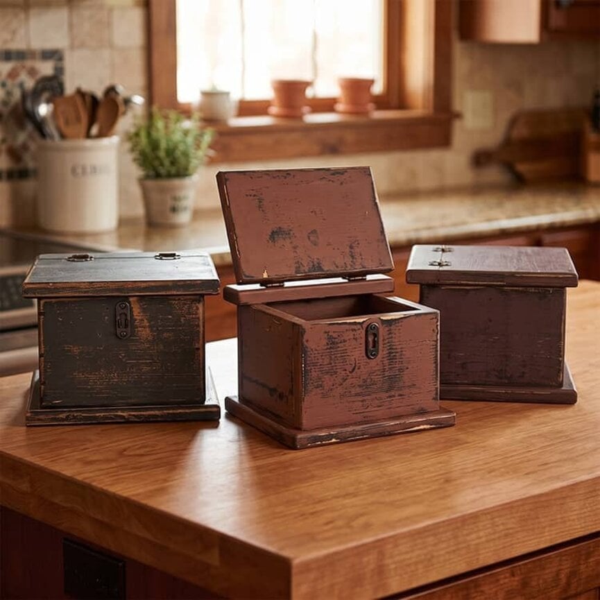 Primitive Keepsake Box - 9" x 8.5" x 6.5"