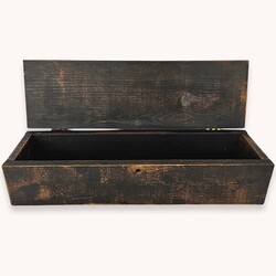 Black Wooden Box Hinged Lid Long - 21"