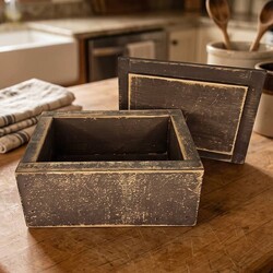 Cabin Brown Primitive Lidded Box - 8.5"