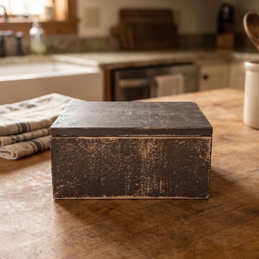 Cabin Brown Primitive Lidded Box - 8.5"