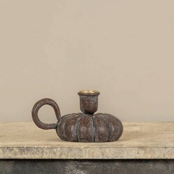 Brown Pumpkin Taper Candle Holder - 3"