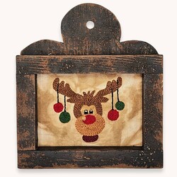 Reindeer with Ornaments Needle Punch Framed Sampler - 10"