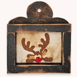 Rudolph Red Nose Needle Punch Framed Sampler - 10"