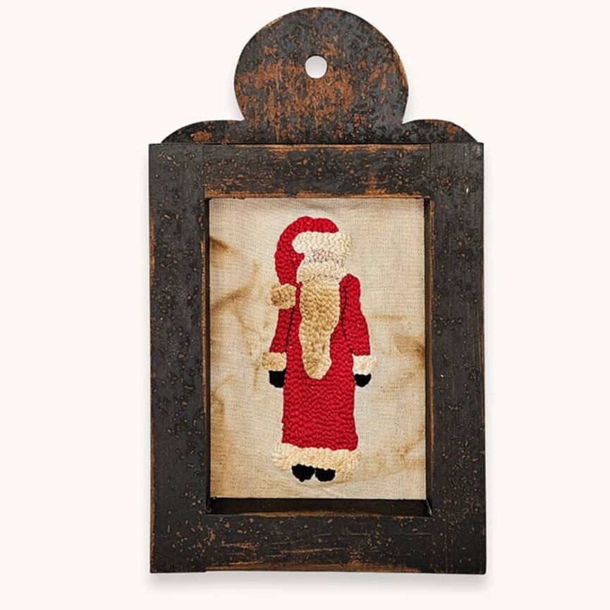 Tall Slim Santa Needle Punch Sampler Framed - 12"