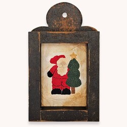 Santa with Tree Needle Punch Sampler Framed - 12"