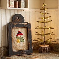Snowman with Scarf Needle Punch Sampler Framed -12"