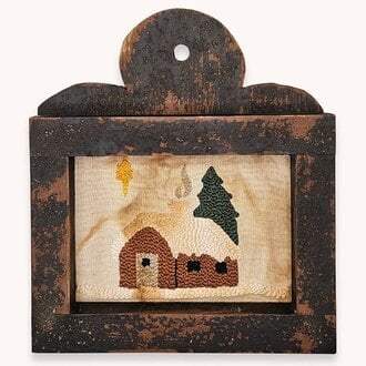 Winter Cottage Framed Needle Punch Sampler
