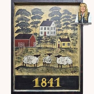 1841 Saltbox Sheep Painting