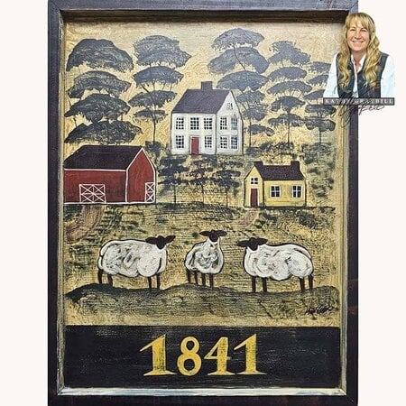 1841 Saltbox Sheep Painting