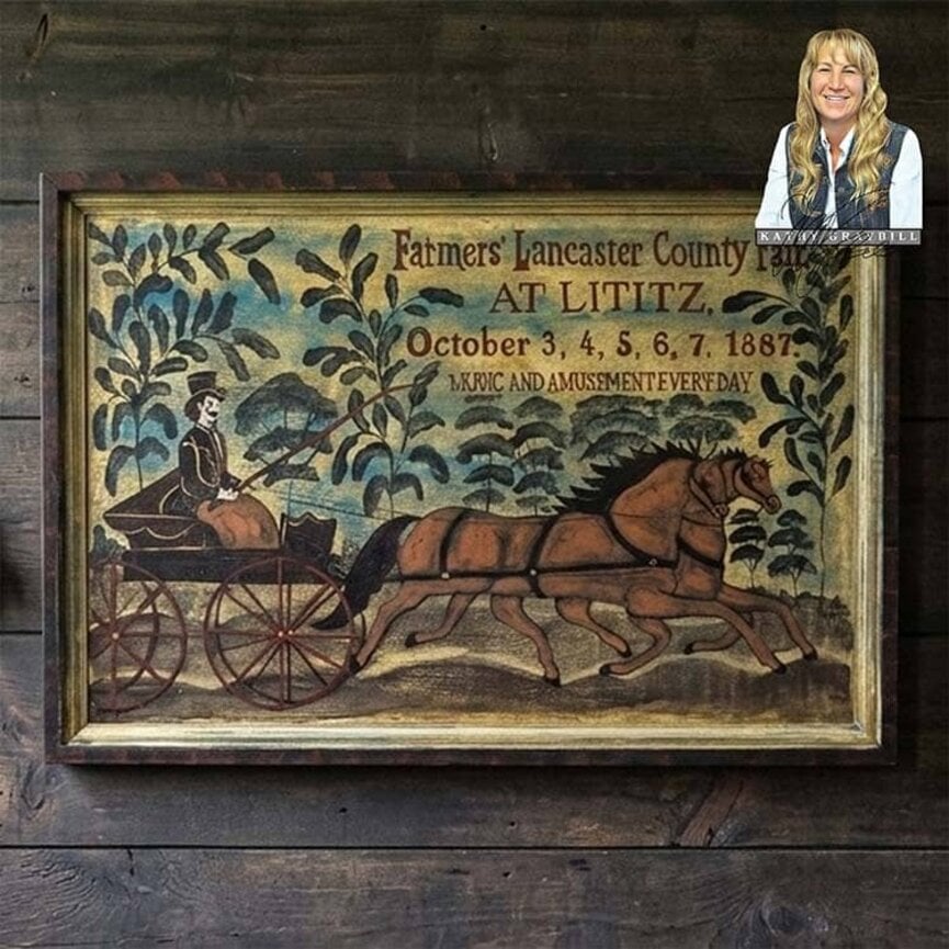 Kathy Graybill Hand Painted Farmer's Lancaster County Fair Horses - 25.5" x 37.75"
