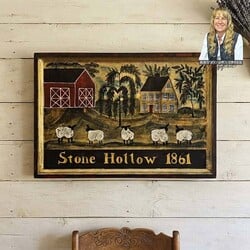 Kathy Graybill Hand Painted Stone Hollow 1861 Saltbox House - 25.5" x 37.75"