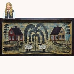 Kathy Graybill Hand Painted Willow Tree Saltbox Houses - 13.75" X 25.5"