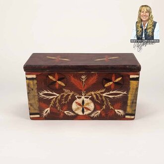 Pinwheel Red Hand Painted Antique Box - 11"