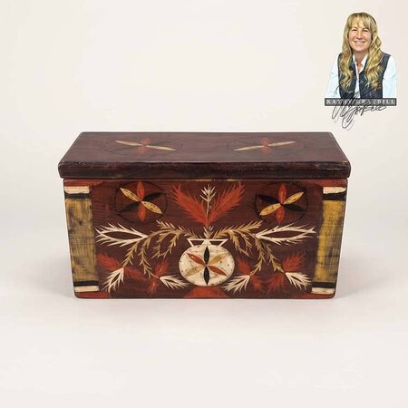 Pinwheel Red Hand Painted Antique Box - 11"