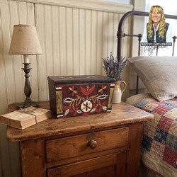 Kathy Graybill Hand Painted Antique Pinwheel Red Box - 11" x 7" x 5.25"