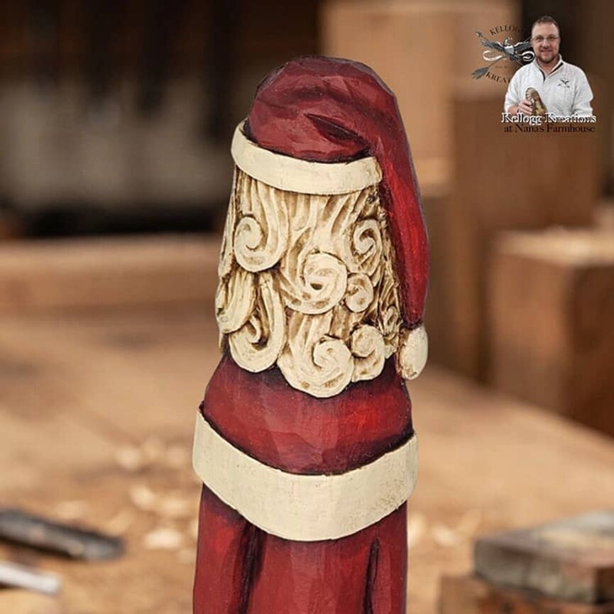 Hand Carved Santa Red in Glasses with Key - 12"