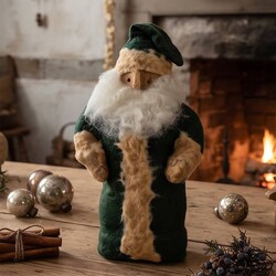 Wee Santa Weighted Base Green Robe & Cap - 9"