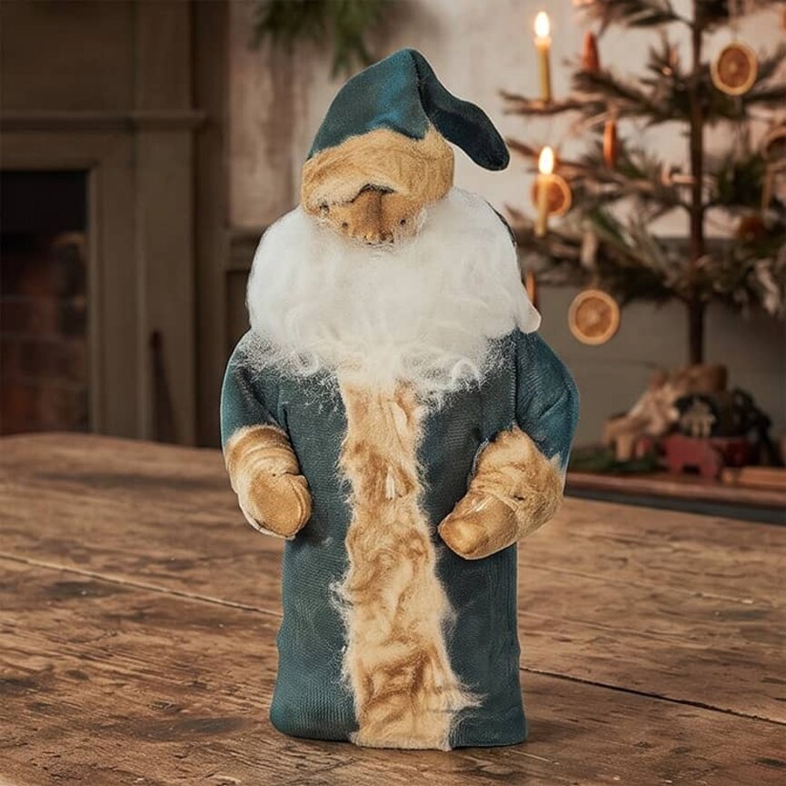 Wee Santa Weighted Base Blue Robe & Cap - 9"