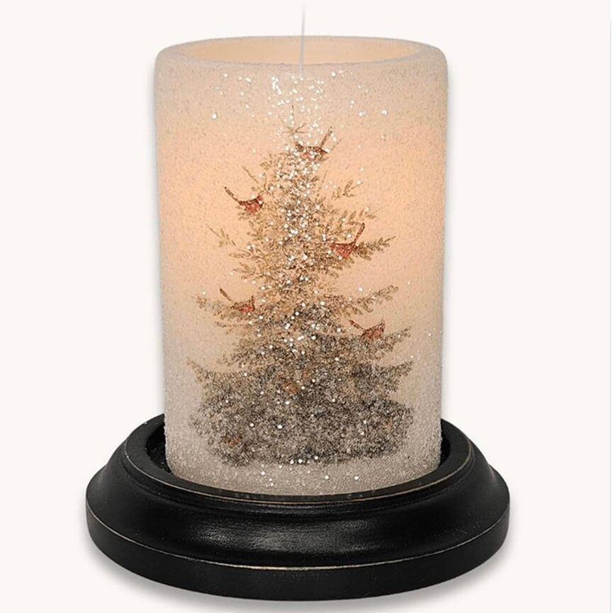 Snowy Tree with Cardinals Candle Sleeve - Gumdrop