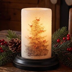 Snowy Tree with Cardinals Candle Sleeve - Gumdrop
