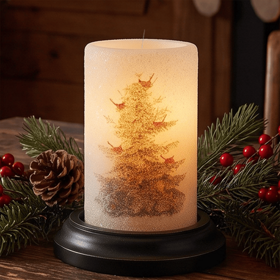 Snowy Tree with Cardinals Candle Sleeve - Gumdrop