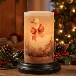 Christmas Goose Greens Candle Sleeve - Antique Vanilla