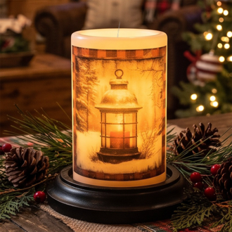 Homespun Rustic Lantern Candle Sleeve - Vanilla