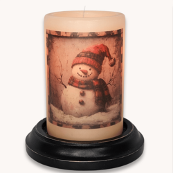 Homespun Plaid Snowman Candle Sleeve - Antique Vanilla