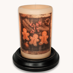 Homespun Plaid Gingerbread Candle Sleeve - Antique Vanilla