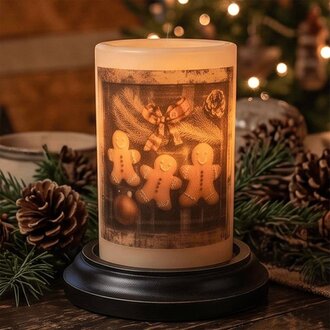 Homespun Plaid Gingerbread Candle Sleeve - Antique Vanilla