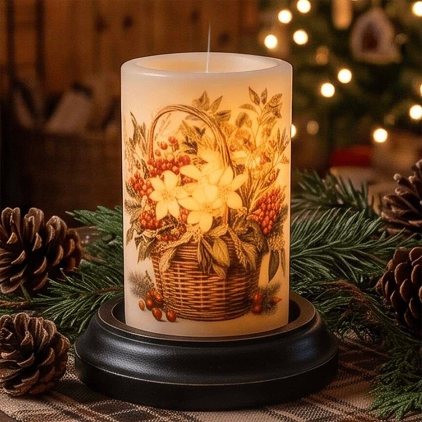 Winter Berry Basket Candle Sleeve - Vanilla