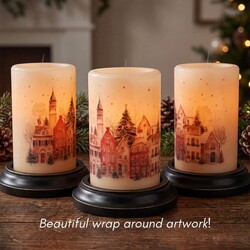 Winter Christmas Village Candle Sleeve - Antique Vanilla